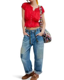 Free People Glimmer Embroidered Top Women's