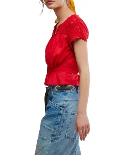 Free People Glimmer Embroidered Top Women's