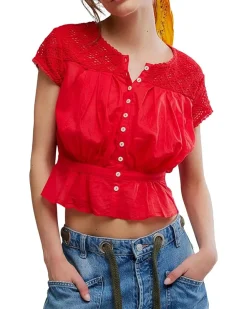 Free People Glimmer Embroidered Top Women's
