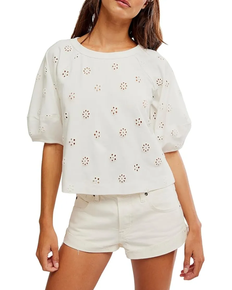 Free People Jessie Eyelet Tee Women's
