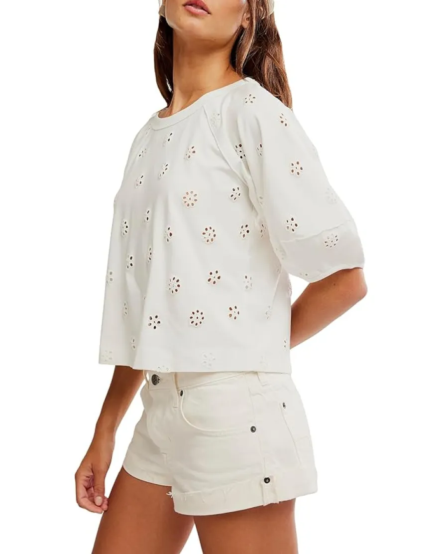 Free People Jessie Eyelet Tee Women's