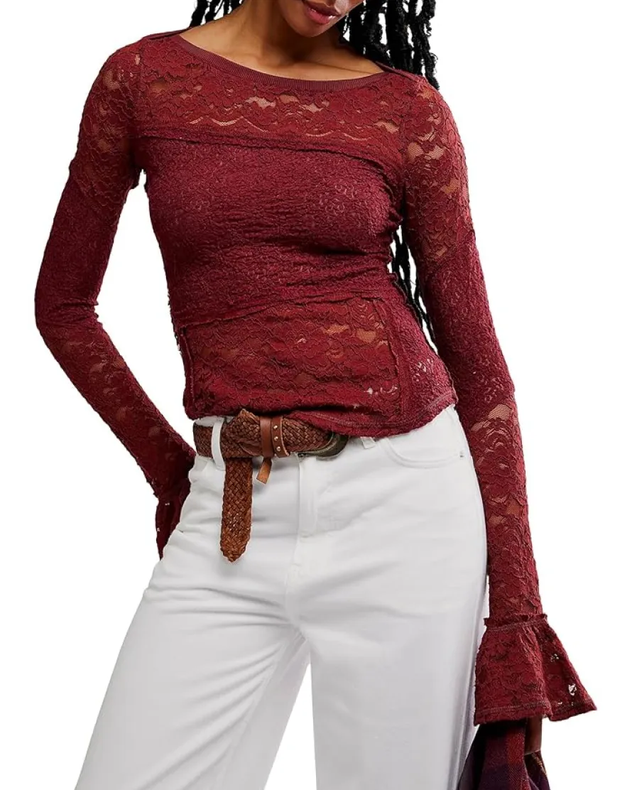 Free People Lace Layering Long Sleeve Women's