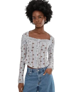 Free People Lets Party Cardi-Print Women's