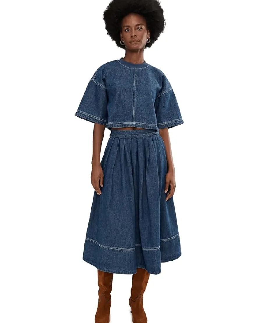 Free People Westley Denim Skirt Set Women's