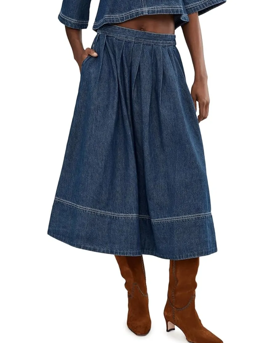 Free People Westley Denim Skirt Set Women's