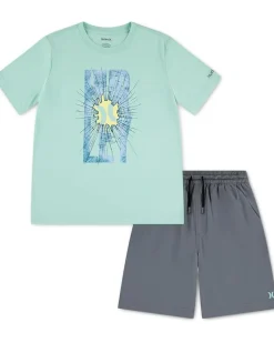 Hurley Kids Graphic T-Shirt and H20-Dri Short Set (Big Kid)
