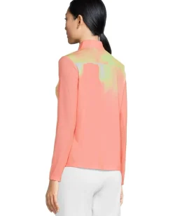 Jamie Sadock Flare Print Long Sleeve Sunsense 1/4 Zip Top Women's