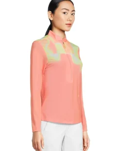 Jamie Sadock Flare Print Long Sleeve Sunsense 1/4 Zip Top Women's