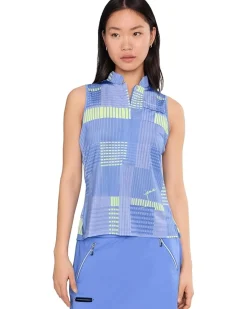 Jamie Sadock Geometric Plaid Short Stand Collar Partial Front Zipper Women's