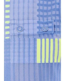 Jamie Sadock Geometric Plaid Short Stand Collar Partial Front Zipper Women's