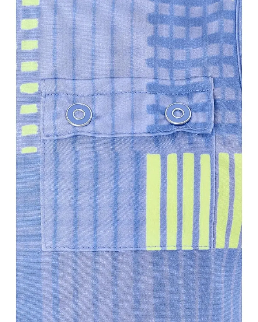 Jamie Sadock Geometric Plaid Short Stand Collar Partial Front Zipper Women's