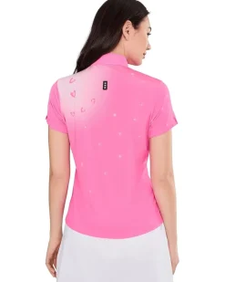 Jamie Sadock Happy Heart Top Short Sleeve Zip Neck Women's
