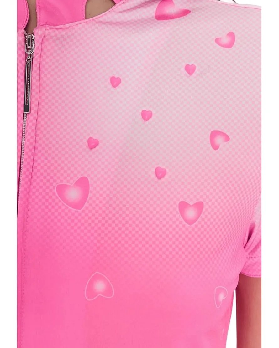 Jamie Sadock Happy Heart Top Short Sleeve Zip Neck Women's