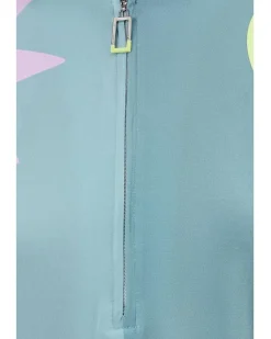 Jamie Sadock Sleeveless Mock Neck Zipper Front Color Block Women's