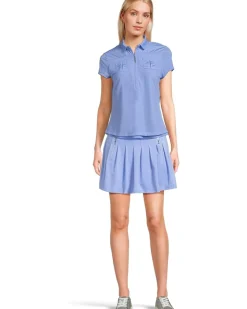 Jamie Sadock Solid Sunsense Polo with Mesh Overlay Women's