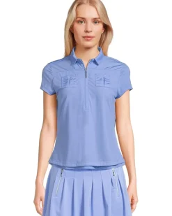 Jamie Sadock Solid Sunsense Polo with Mesh Overlay Women's