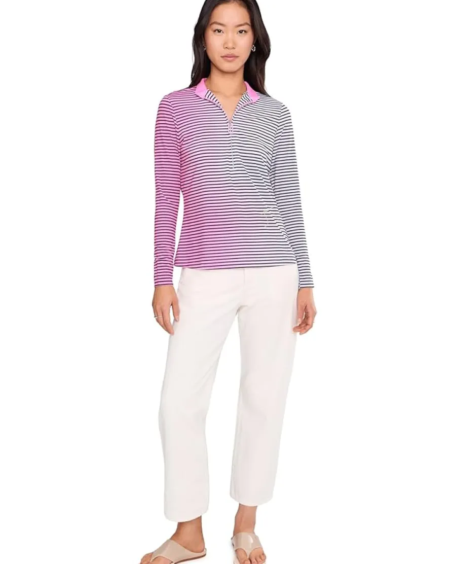 Jamie Sadock Sunsense Gradient Stripe Long Sleeve Quarter Zip Women's