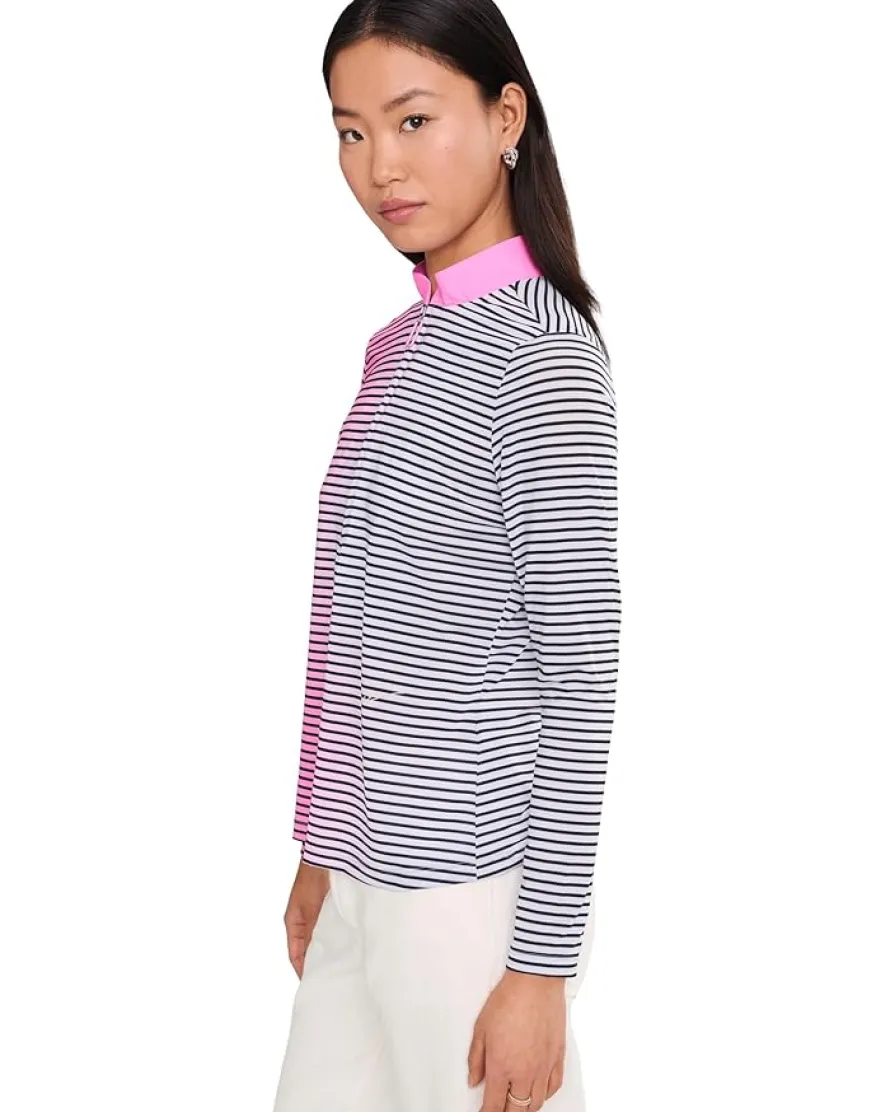 Jamie Sadock Sunsense Gradient Stripe Long Sleeve Quarter Zip Women's