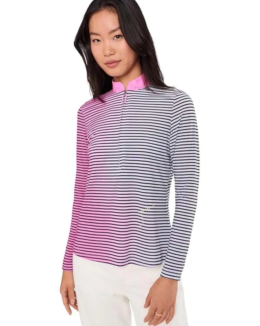 Jamie Sadock Sunsense Gradient Stripe Long Sleeve Quarter Zip Women's