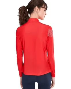 Jamie Sadock Sunsense Mesh Mock Neck 1/4 Zip Long Sleeve Top Women's