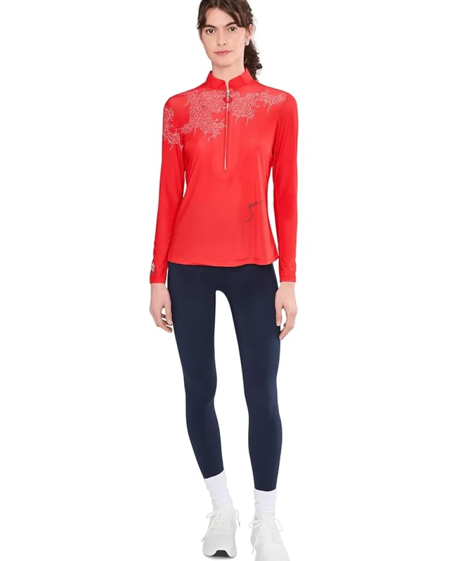 Jamie Sadock Sunsense Mesh Mock Neck 1/4 Zip Long Sleeve Top Women's