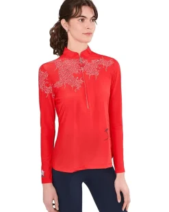 Jamie Sadock Sunsense Mesh Mock Neck 1/4 Zip Long Sleeve Top Women's