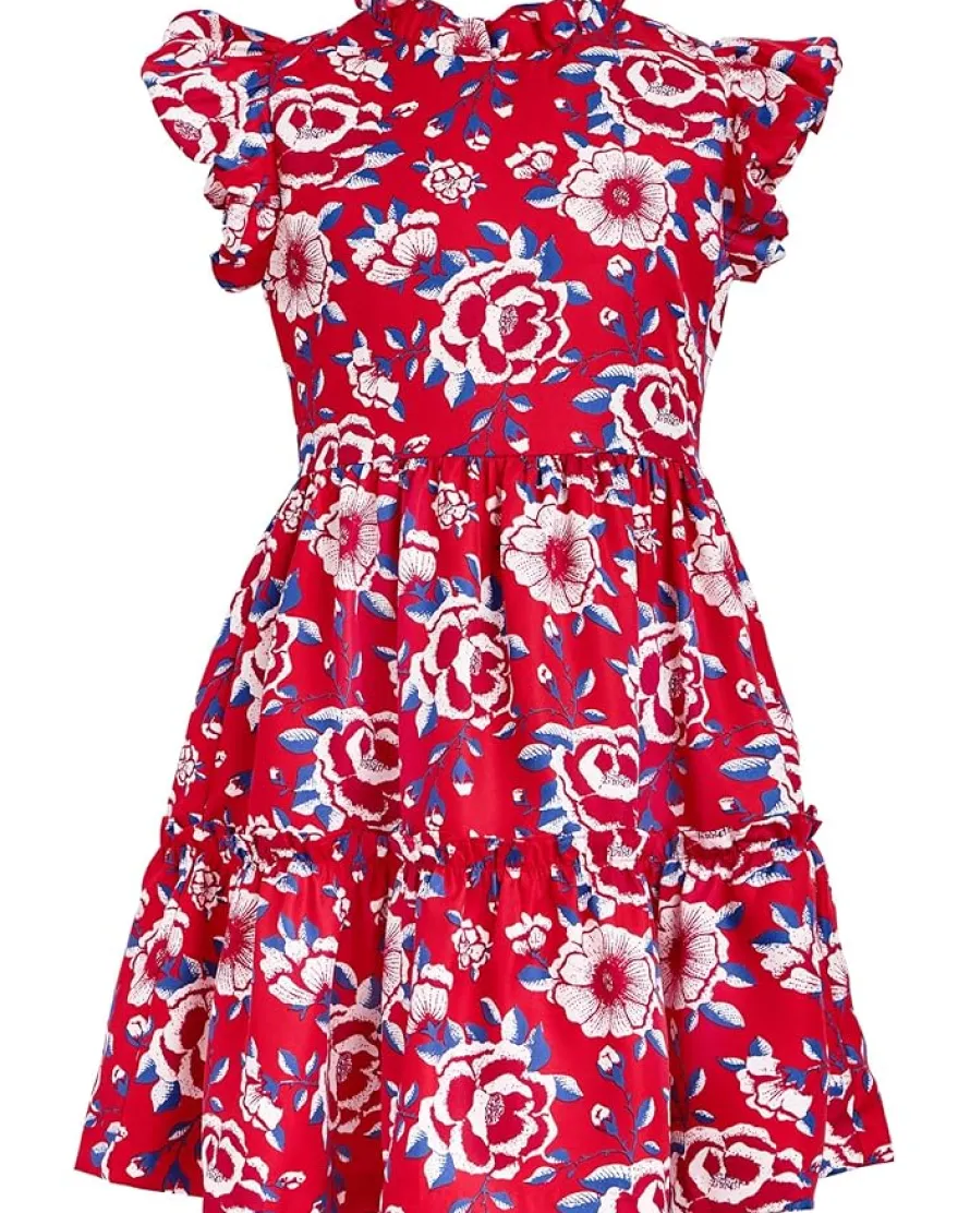Janie and Jack Flutter Sleeve Floral Dress (Toddler/Little Kid/Big Kid)