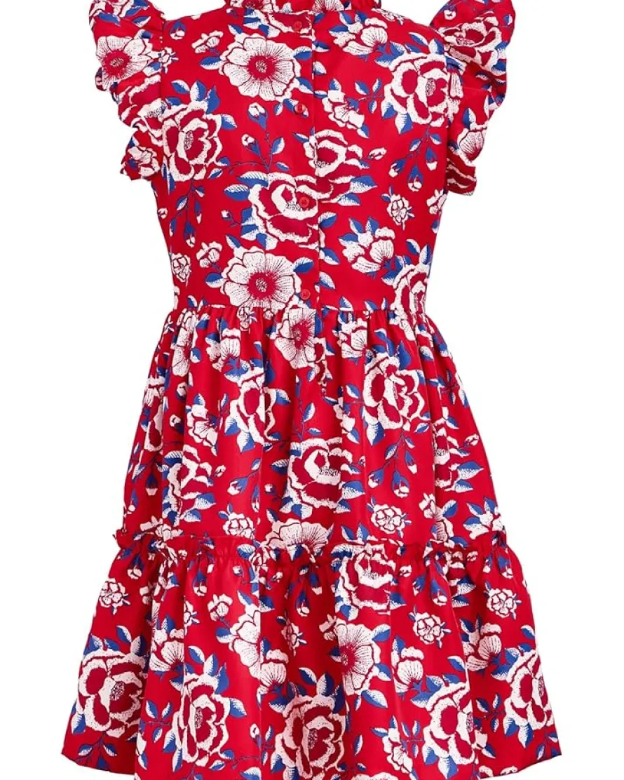 Janie and Jack Flutter Sleeve Floral Dress (Toddler/Little Kid/Big Kid)