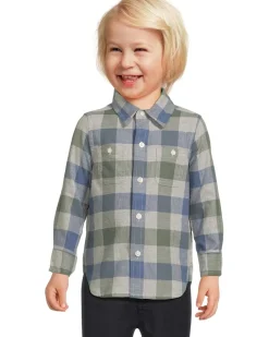 Janie and Jack Plaid Twill Button Down Shirt (Infant)