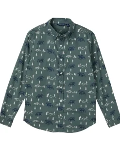 Janie and Jack Printed Twill Button Down Shirt (Toddler/Little Kid/Big Kid)
