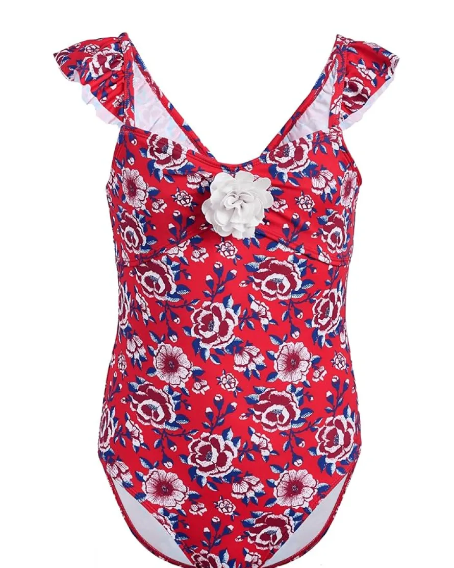 Janie and Jack Rosette Floral Onepiece Swim (Toddler/Little Kid/Big Kid)