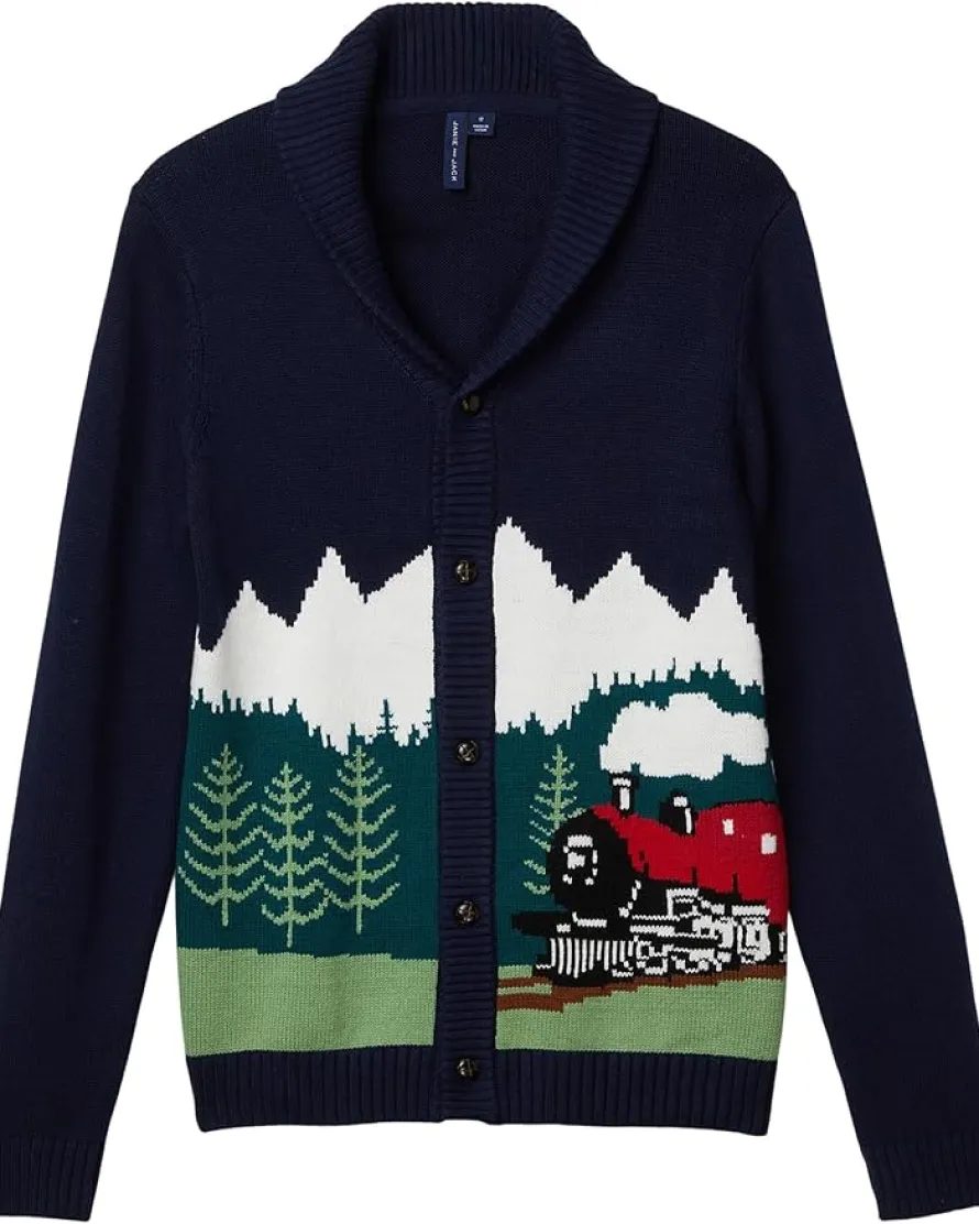 Janie and Jack Train Intarsia Cardigan (Toddler/Little Kids/Big Kids)