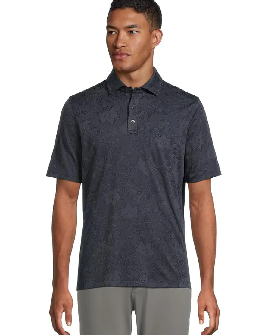 Johnston & Murphy Paisley Knit Jacquard Polo Men's