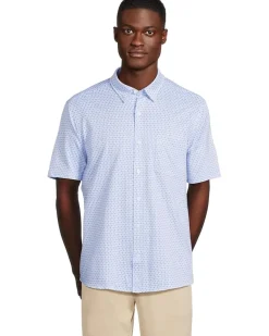 Johnston & Murphy Short Sleeve XC Flex Birdseye Flower Print Button Front Shirt Men's
