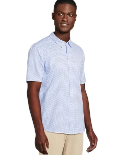 Johnston & Murphy Short Sleeve XC Flex Birdseye Flower Print Button Front Shirt Men's