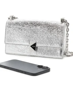 Kate Spade New York Deco Crinkle Metallic Leather Mini Flap Chain Crossbody
