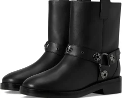 Kate Spade New York Spade Flower Stud Smooth Leather Moto Boots Women's