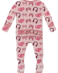 Kickee Pants Kids Print Muffin Ruffle Footie with 2 Way Zipper (Infant)