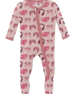 Kickee Pants Kids Print Muffin Ruffle Footie with 2 Way Zipper (Infant)