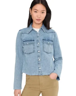KUT from the Kloth Posey - Long Sleeve Shirt With Frayed Hem Women's