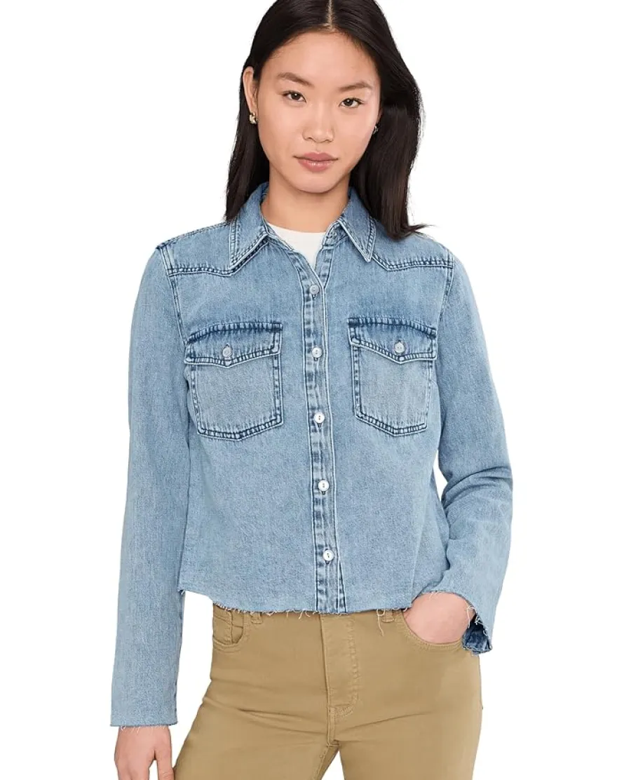 KUT from the Kloth Posey - Long Sleeve Shirt With Frayed Hem Women's