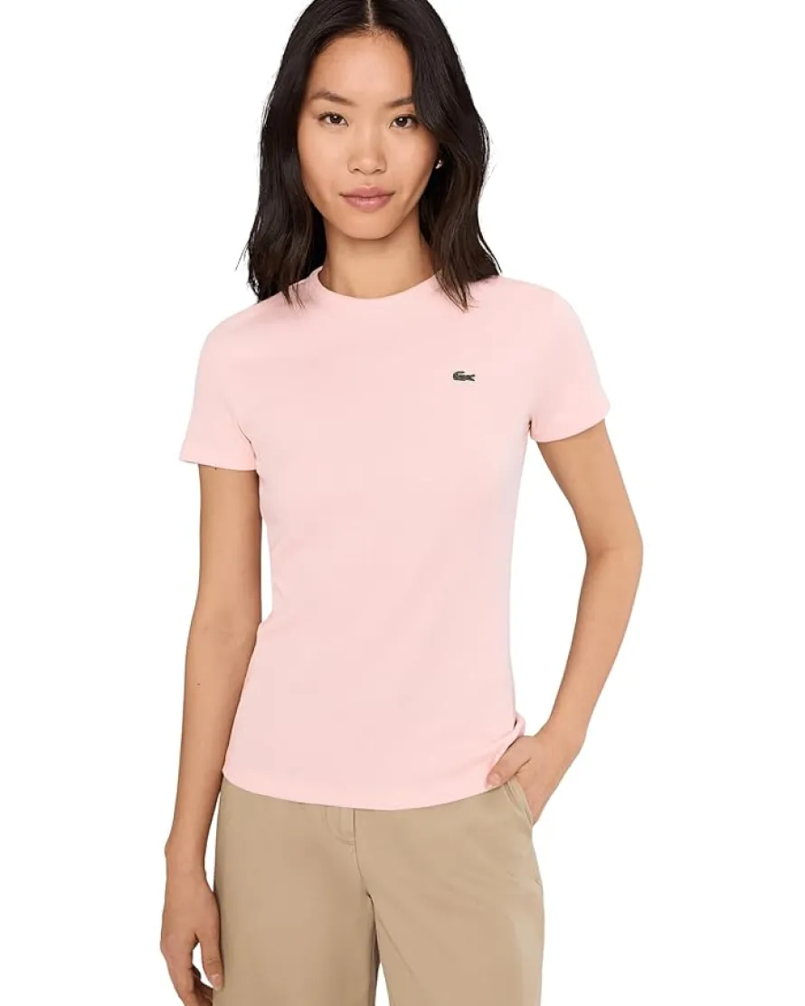 Lacoste Slim Fit Ribbed Cotton T-Shirt Women's