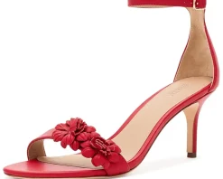 Lauren Ralph Lauren Allie Mid-Heel Floral-Trim Nappa Sandals Women's