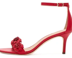 Lauren Ralph Lauren Allie Mid-Heel Floral-Trim Nappa Sandals Women's