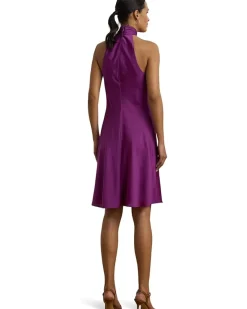 Lauren Ralph Lauren Charmeuse Halter Cocktail Dress Women's