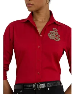 Lauren Ralph Lauren Classic Fit Logo Cotton-Blend Shirt Women's