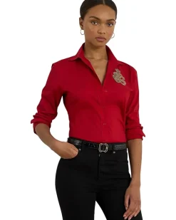 Lauren Ralph Lauren Classic Fit Logo Cotton-Blend Shirt Women's