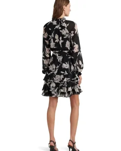 Lauren Ralph Lauren Floral Belted Crinkle Georgette Dress Women's