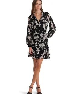Lauren Ralph Lauren Floral Belted Crinkle Georgette Dress Women's