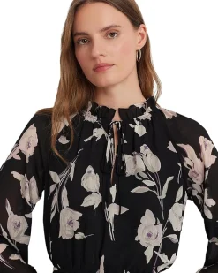 Lauren Ralph Lauren Floral Belted Crinkle Georgette Dress Women's